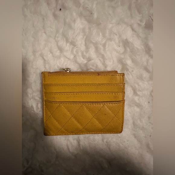 Luxury Designer Wallet Mini Compact Zippered Card Case Yellow - Picture 2 of 4
